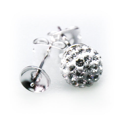 Boucles d'oreilles Clou pour perles à monter 8mm métal plaqué argent (2)