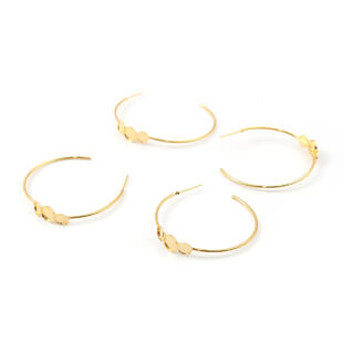 Boucles d'oreilles créoles dorées 40mm pour sertis Flatback cabochon SS20 et SS30 -4,7et6 mm-(vente par 1 paire)