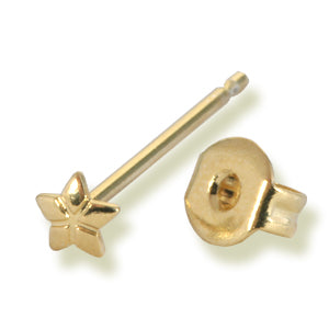 Boucles d'oreilles Clou fleur métal doré à l'or fin qualité (2)
