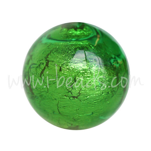 Achat Perle de Murano ronde vert et or 12mm (1)
