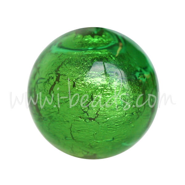 Perle de Murano ronde vert et or 12mm (1)