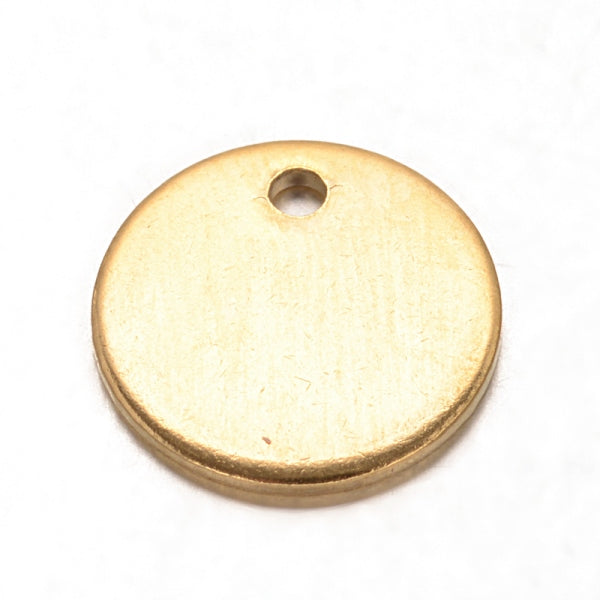 Médaille breloque pendentif ronde plate Acier Inoxydable doré OR 10mm (5)