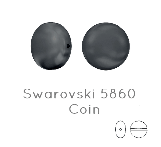 Achat 5860 Swarovski coin Black pearl 10mm 0.7mm (5)