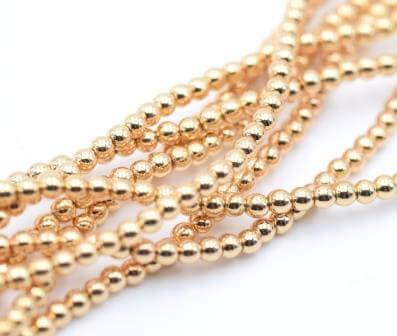 Achat Perles d&#39;hématite reconstituée doré or clair qualité 3 mm - 1 rang - 150 perles (vendue par 1 rang)
