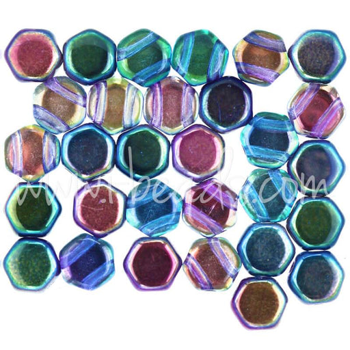 Perles Honeycomb 6mm magic blue pink (30)