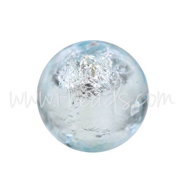 Lot De 4 Perles Lampwork Murano Et Argent - Dimensions 15x9 Mm - Trou 4,5 Mm - Neuf