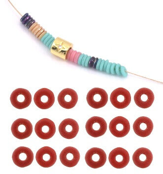 Achat O beads 1x3.8mm Opaque Red heishi (5g)