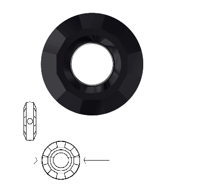 Swarovski Perle Anneau 5139 Noir 12,5mm trou 1,1mm (2)