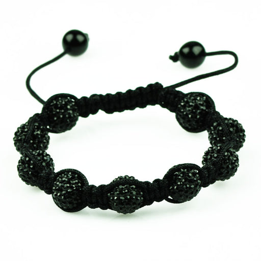 Achat Perle style shamballa ronde deluxe jet 10mm (1)