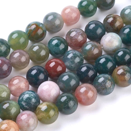 Perles en agate indienne, ronde, vert foncé - 8mmx1 (1 fil)