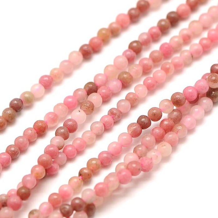 Perles rondes de pierres gemmes en rhodonite naturelle -2mmx0,8- 184 / 40cm (1 fil)