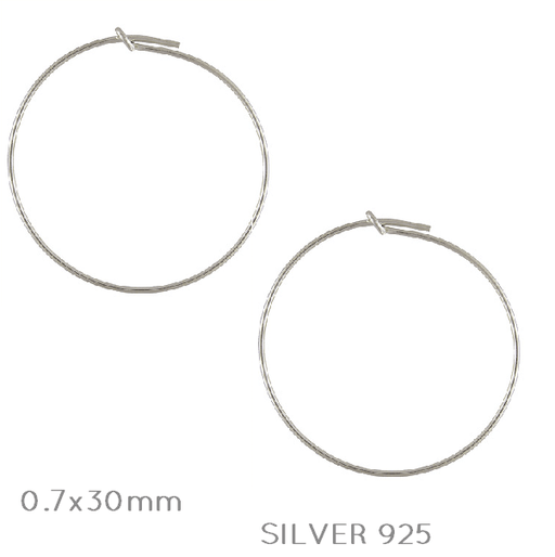 Achat Élément de créoles pour enfiler des perles argent 925 0.7x30mm (2)