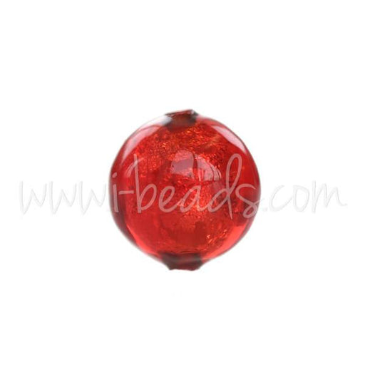 Achat Perle de Murano ronde rouge et or 6mm (1)
