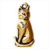 Breloque chat assis métal doré Vieilli à l'or fin 10.5mm (1)