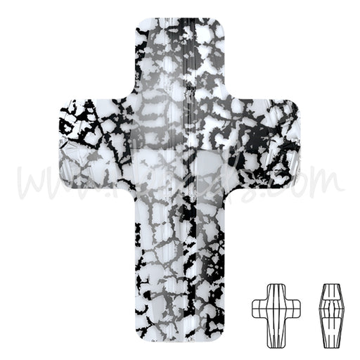 Achat Perle croix Swarovski 5378 crystal black patina effect 14mm (1)