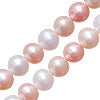 Perles d'eau douce rondes mix rose beige café 6mm sur fil (1)