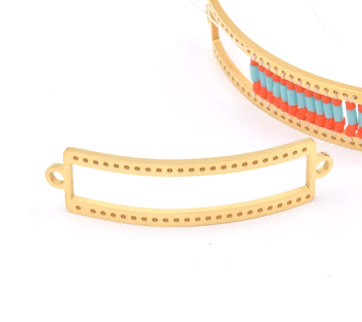 Connecteur rectangulaire bracelet 47x13mm laiton plaqué doré pour un tissage de perles Toho ou Miyuki de 5 rangs (1)