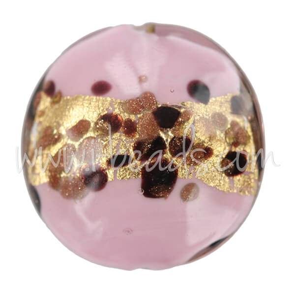 Perle de Murano bombée léopard rose 20mm (1)