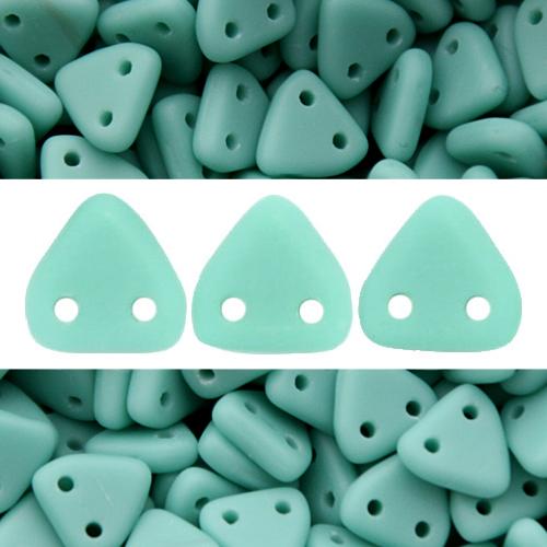 Achat Perles 2 trous CzechMates triangle matte turquoise 6mm (10g)