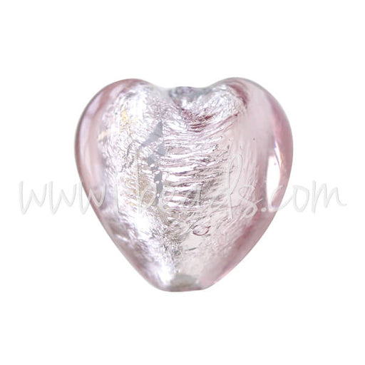 Achat Perle de Murano coeur améthyste et argent 10mm (1)