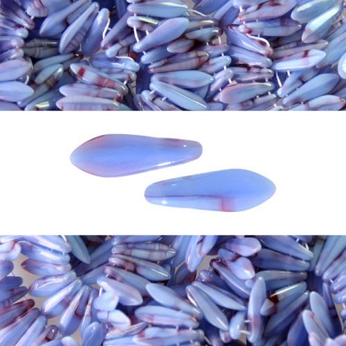 Perles 2 trous CzechMates Daggers blue raspberry swirl 5x16mm (50)
