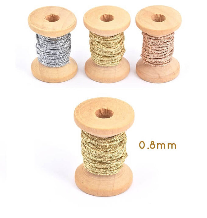 Cordon metallique et polyester OR CLAIR doré 0.8mm (2m)
