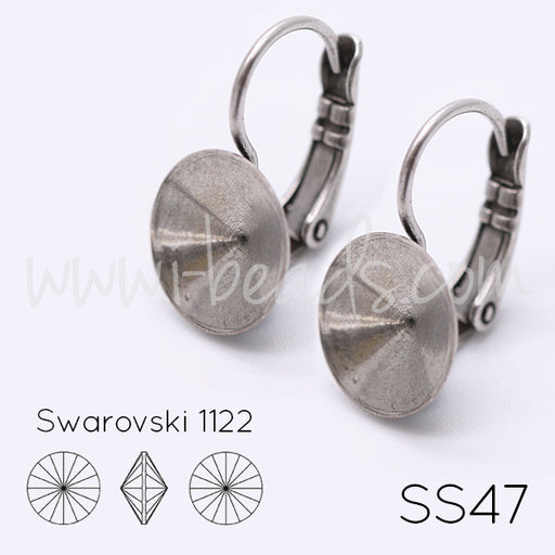 Serti dormeuses coniques pour Swarovski 1122 rivoli SS47 argenté vieilli (2)