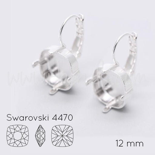 Serti boucle d'oreilles pour Swarovski 4470 12mm argenté (2)