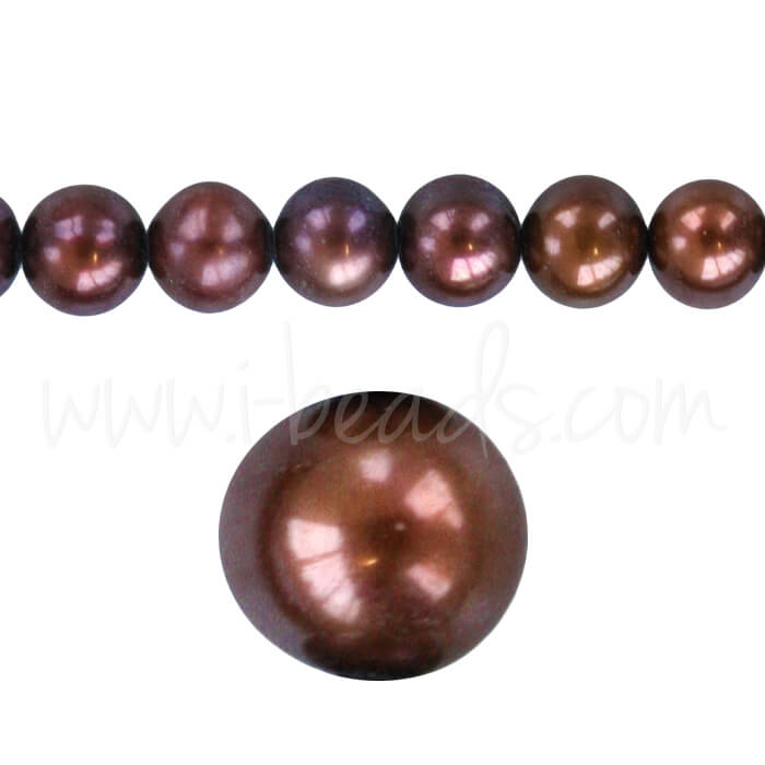 Perles d'eau douce rondes mix cuivré 5.5mm sur fil (1)