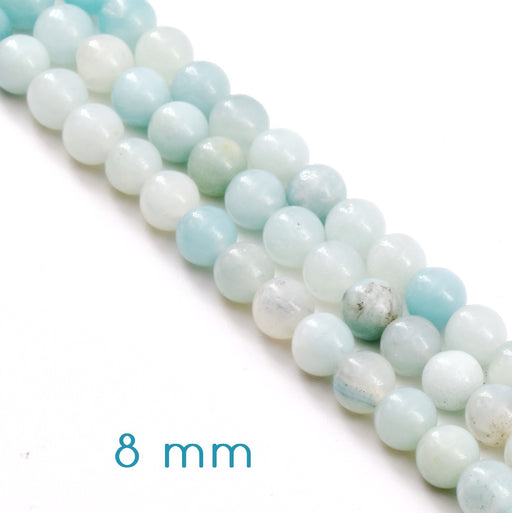 Achat Perles rondes Amazonite naturelle 8mm sur fil 38 cm 46 perles (1 fil)