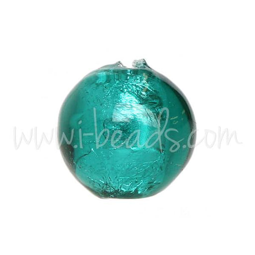 Perle de Murano ronde emeraude et argent 8mm (1)