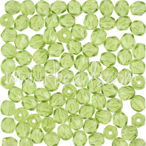 Achat Perles facettes de bohème olivine 4mm (100)