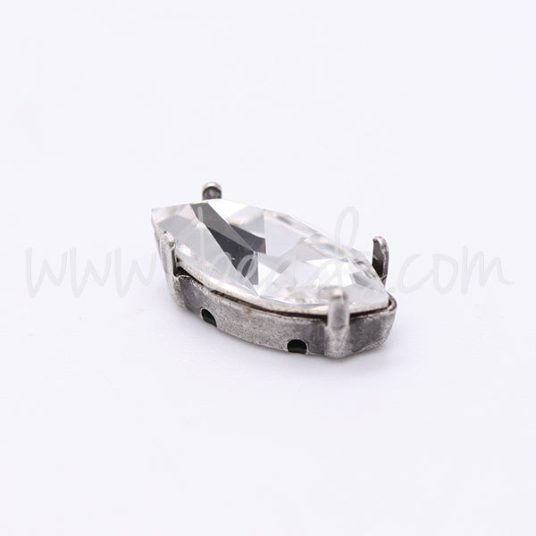 Serti à coudre pour Swarovski 4228 navette 15x7mm argenté vieilli (1)