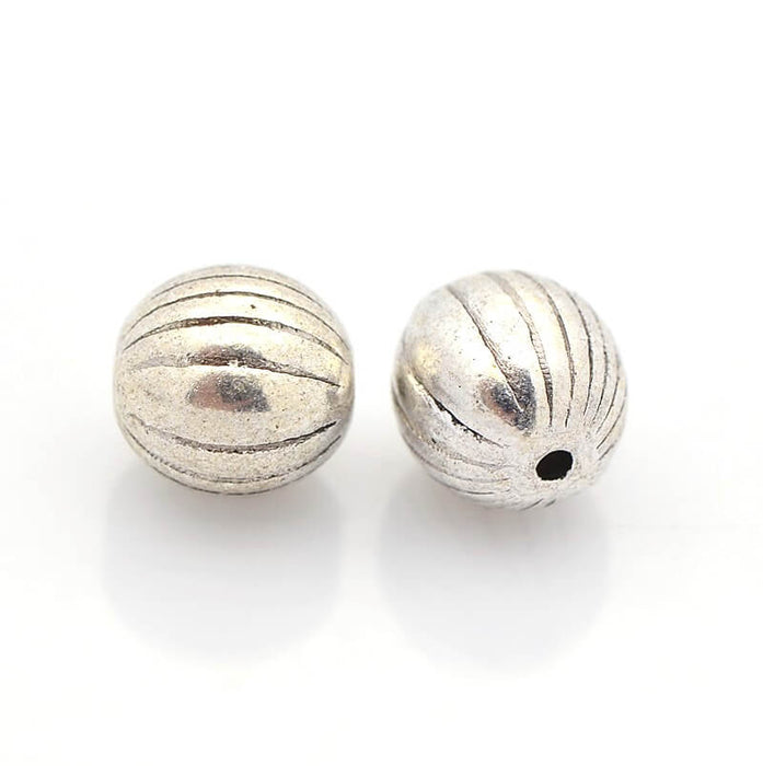 Perles, sans plomb, rondes, 7 mm - argent antique (2)