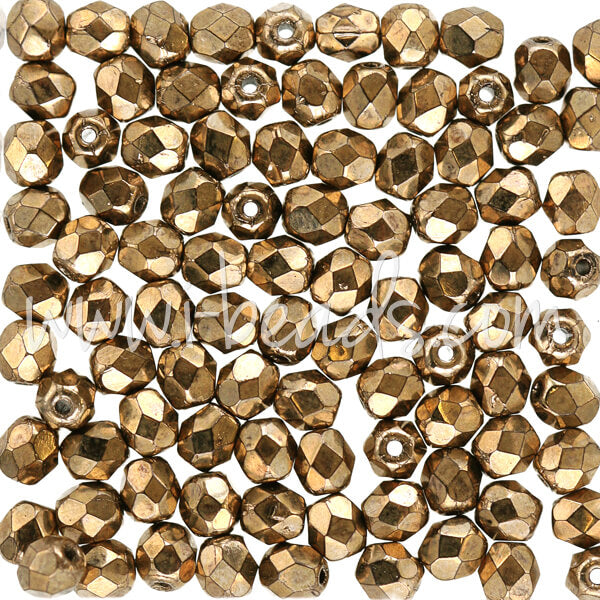 100 Perles Facettées Preciosa 4mm Light Topaz - Effet Irisé AB, Livraison Gratuite
