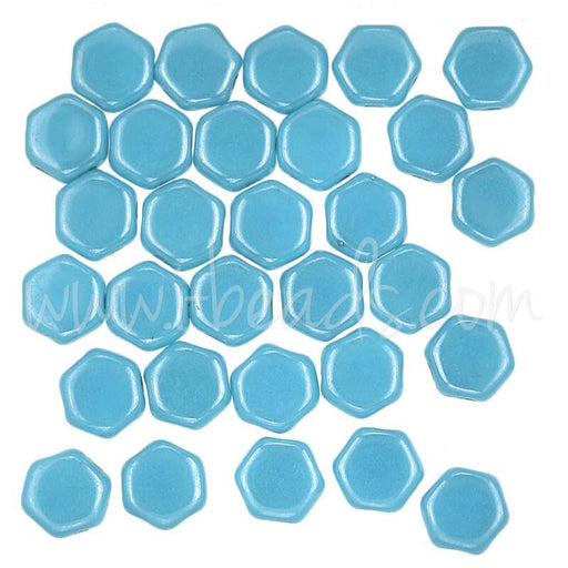 Achat Perles Honeycomb 6mm blue turquoise shimmer (30)