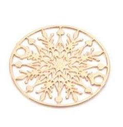 Connecteur laiton flocon de neige, très fin et plat, or clair 30 mm (2)