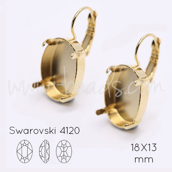 Serti boucle d'oreilles pour Swarovski 4120 18x13mm doré (2)