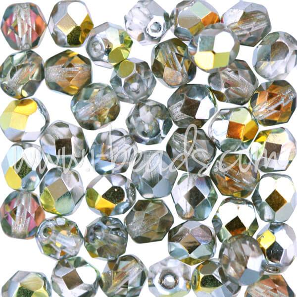 Perles facettes de bohème silver crystal ab 6mm (50)