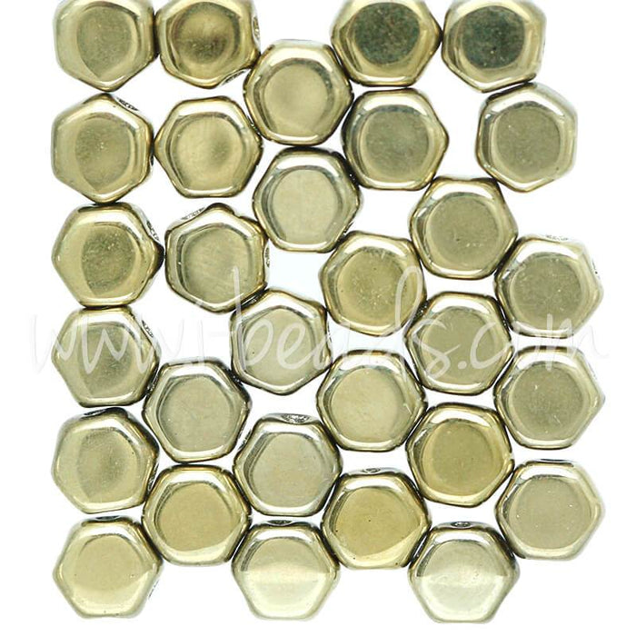 Perles Honeycomb 6mm crystal full amber (30)