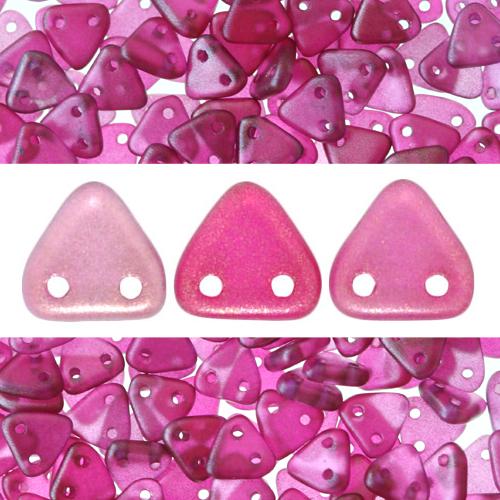 Achat Perles 2 trous CzechMates triangle halo madder rose 6mm (10g)