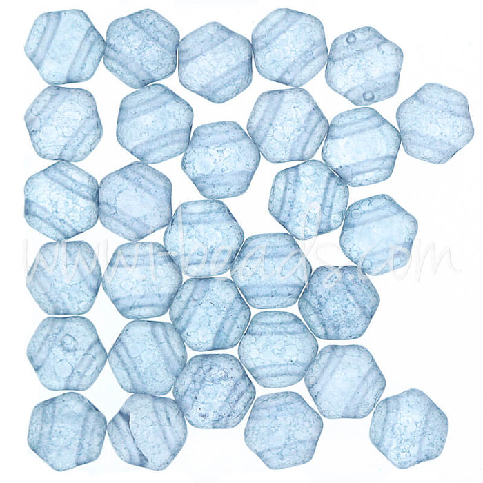 Perles Honeycomb 6mm matte blue luster (30)