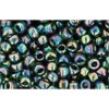 cc180 - perles de rocaille toho 8/0 transparent rainbow olivine (10g)