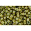 cc246 - perles de rocaille Toho 8/0 luster black diamond/opaque yellow lined (10g)