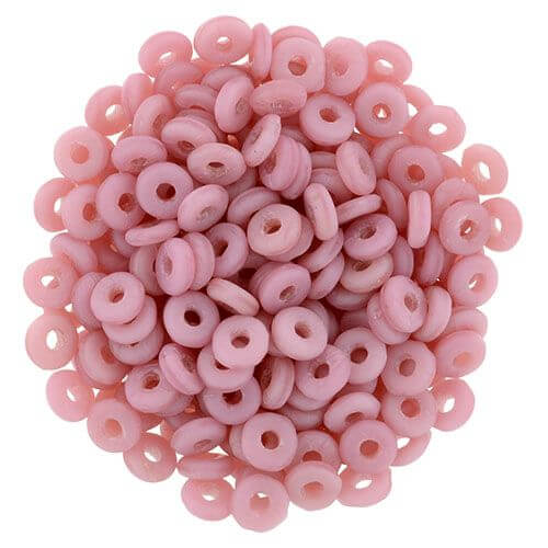 O beads 1x3.8mm mat Coral Pink heishi (5g)