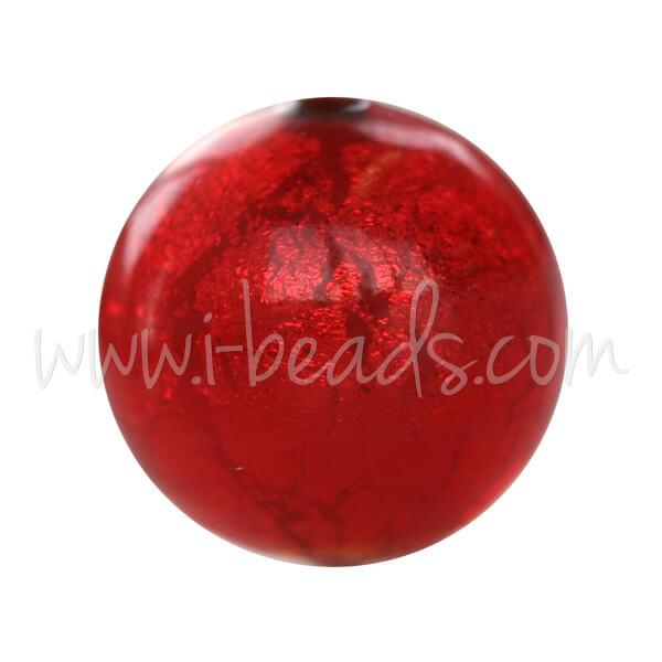 Perle de Murano ronde rouge et or 12mm (1)