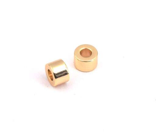Perle large tube doré or fin 18K qualité 6x4mm - trou:3mm (5)