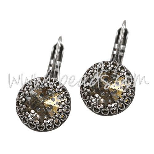 Serti boucle d'oreilles Vintage pour Swarovski 1122 10mm-SS47 argenté vieilli (2)