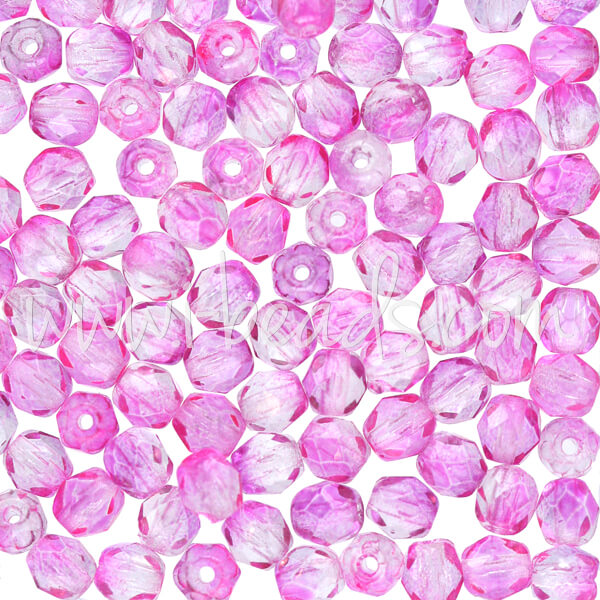 20 Perles Facettes De Bohème Preciosa - Cristal Rose, 8mm, Pour Création De Bijoux