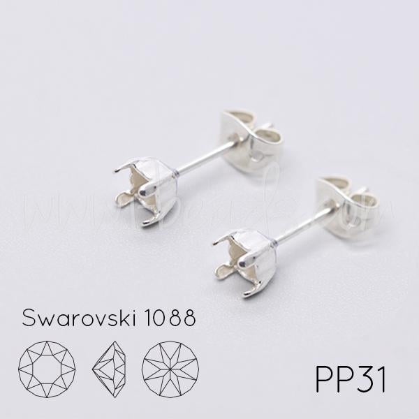 Serti boucle d'oreilles pour Swarovski 1088 4mm-pp31-SS19 argenté (2)